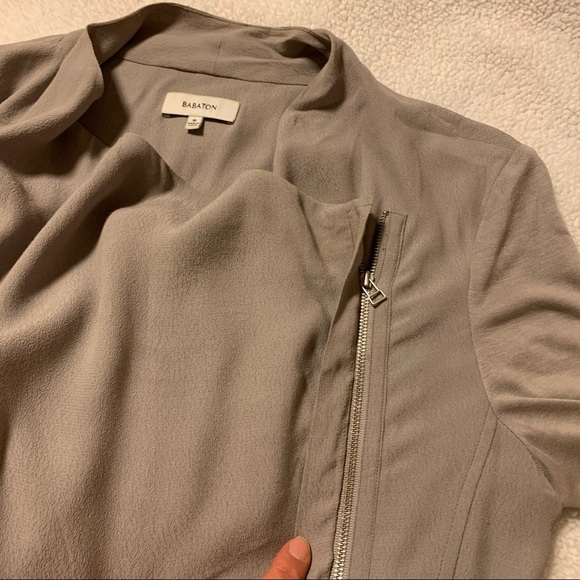 Babaton Gray Drape Front Asymmetrical Zip Lightweight Jacket - Picture 6 of 14